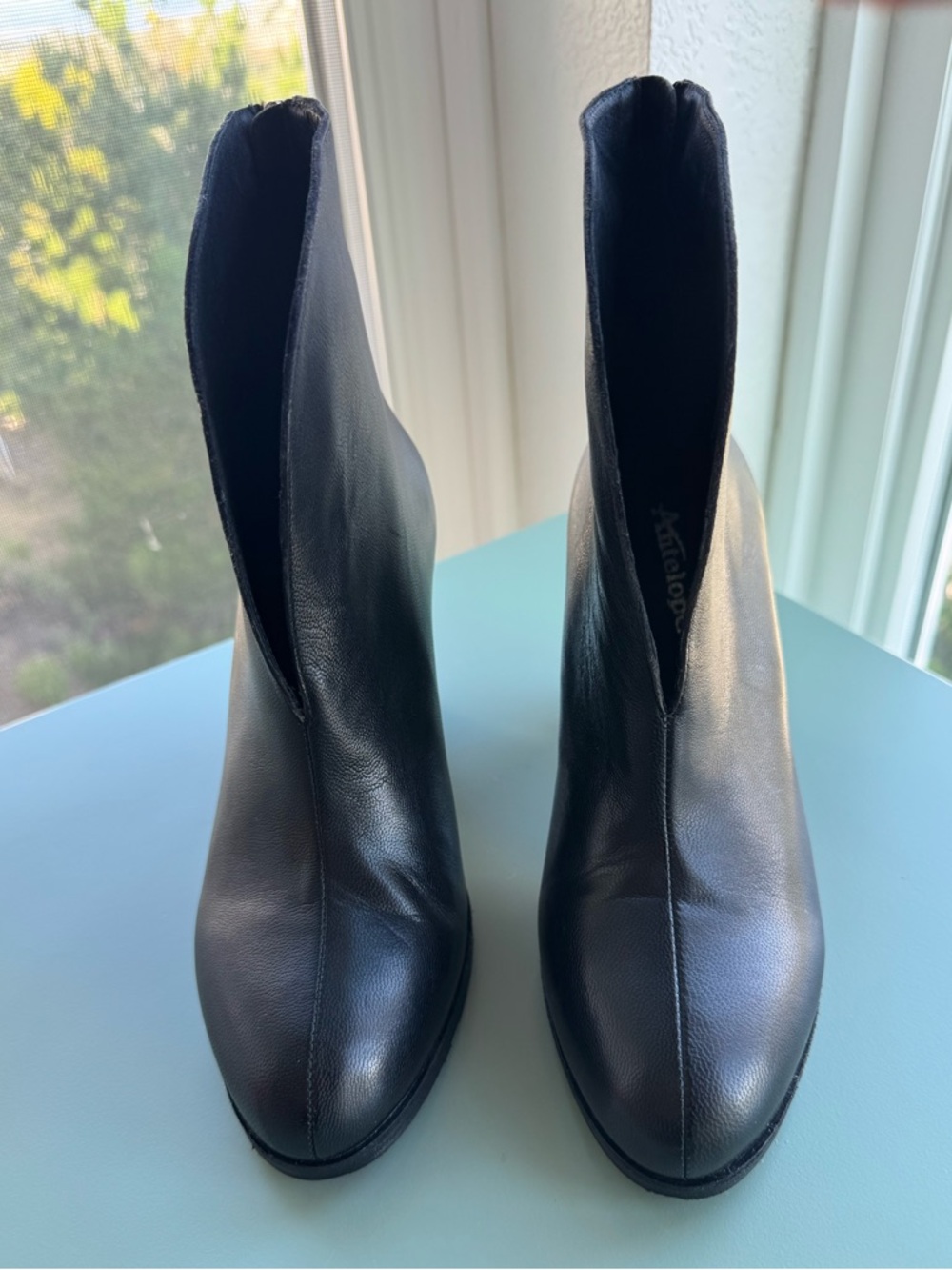 Antelope Women’s Black Leather Short Ankle Booties, Sleek Slip-On Style
